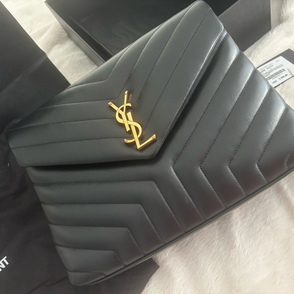 Saint Laurent Medium Loulou Matelassé Leather Shoulder Bag with Gold Chain. - Picture 2 of 16